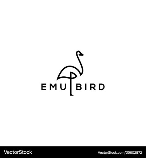 Emu bird line outline logo icon design Royalty Free Vector