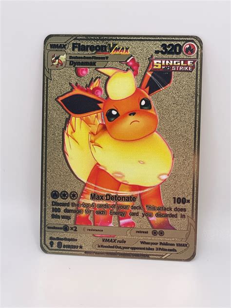 Flareon Vmax Gold Metal Pok Mon Promo Card Etsy