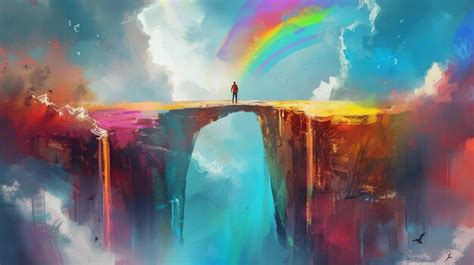 Premium Photo Imagine A Rainbow Bridge Connecting Two Minds