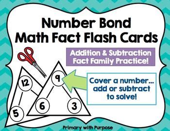 A Number Bond Math Fact Flash Cards For Addition And Subtraction With