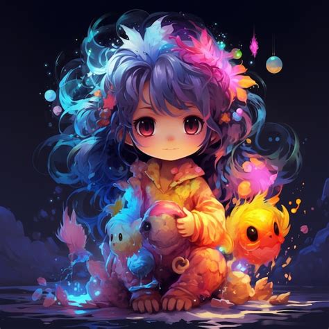 Premium AI Image | anime girl with a pokemon pikachu and a cat generative ai