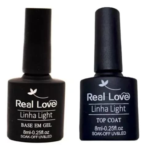 Top Coat Real Love Kit 2 Unid Para As Unhas Linha Light 8ml Cor Top