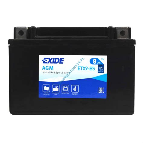 EXIDE ETX9 BS 12V 8Ah 120A L YTX9 BS