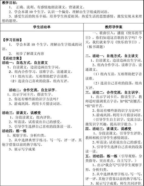 快乐的节日第一课时导学案word文档在线阅读与下载无忧文档