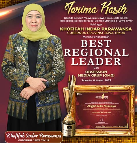 Gubernur Khofifah Terima Penghargaan Best Regional Leader