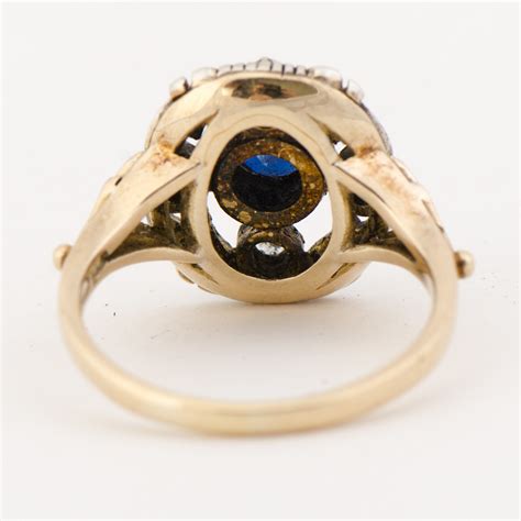 RING Fasettslipad Safir Briljantslipade Diamanter 14K Guld Bukowskis