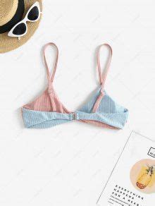 Metallic Ribbed Bikini Top In LIGHT BLUE ZAFUL 2025