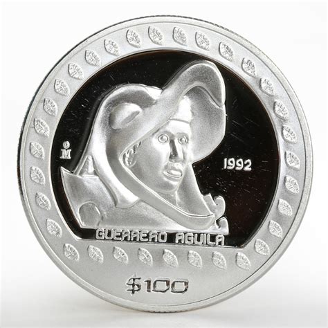 Mexico 100 pesos Guerrero Aguila proof silver coin 1992 | Coinsberg