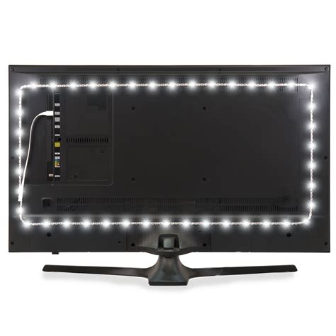 The Back Side Of A Computer Monitor With Lights On Its Sides And An Image Of