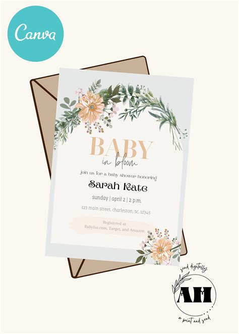 Editable Baby In Bloom Shower Invitation Wildflower Spring Invite