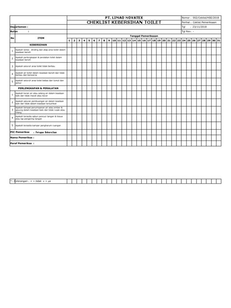 002 Ceklist Toilet 厕所 Pdf