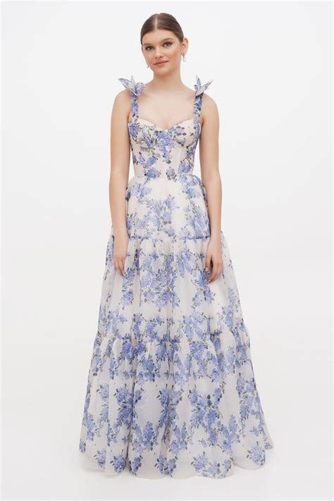 Hydrangea Tender Floral Maxi Tie Strap Dress Milla Dresses Usa