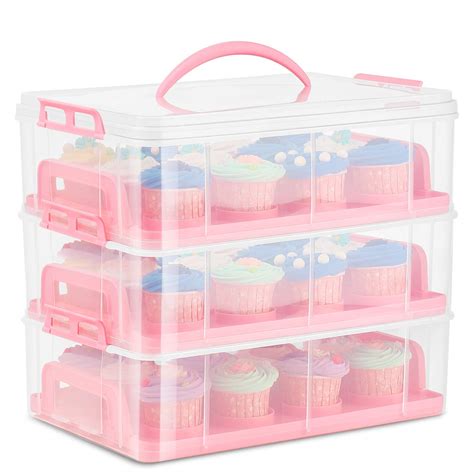 Flexzion 36 Cupcake Carrier 3 Tier Stackable Storage Container