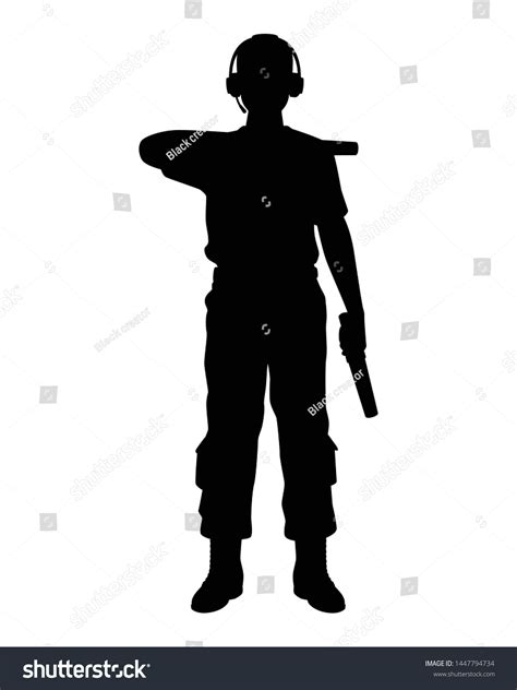 Aircraft Marshalling Signal Man Silhouette Vector Stock Vector Royalty