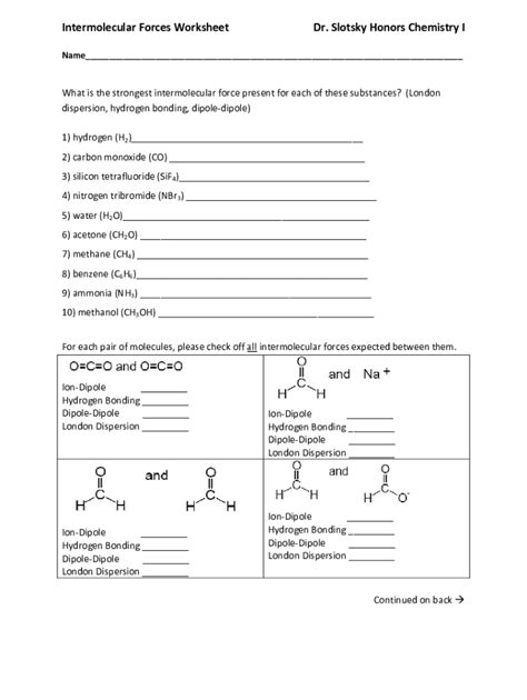 Intermolecular Forces Worksheet Dr Slotsky Answer Key Fill Online Printable Fillable Blank