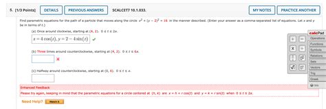 Solved Find Parametric Equations For The Path Of A Particle Chegg