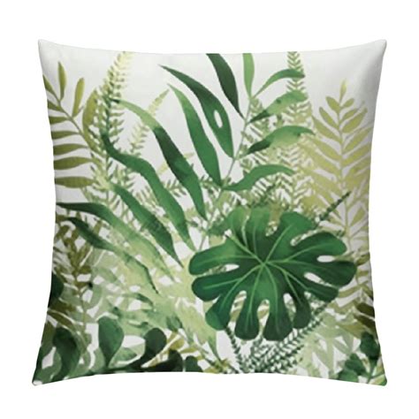 COMIO Green Tropical Palm Leaves Throw Pillow Covers Tropical Leaves