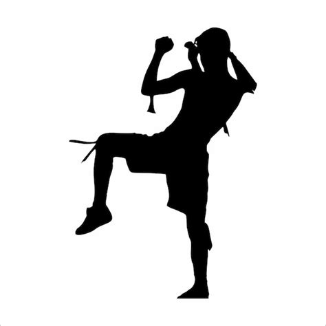 Silueta De Las Artes Marciales De Muay Thai Vector Premium