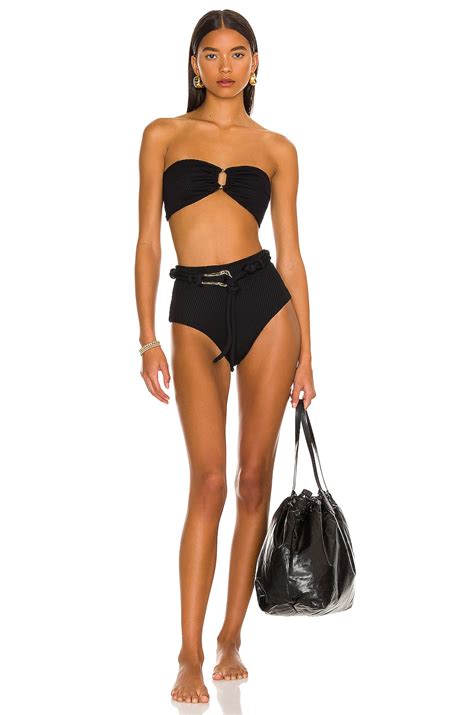 Revel Rey Claire Bikini Bottom In Black Waffle Knit REVOLVE