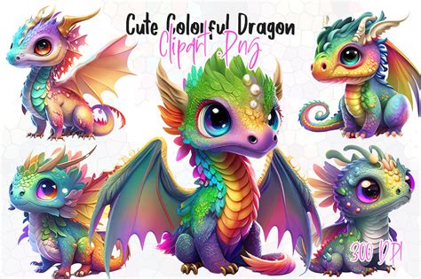 Cute Colorful Dragon Clipart Graphic By Aspectstudio · Creative Fabrica