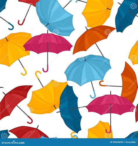 Seamless Pattern With Colored Umbrellas For Stock Vector Illustration