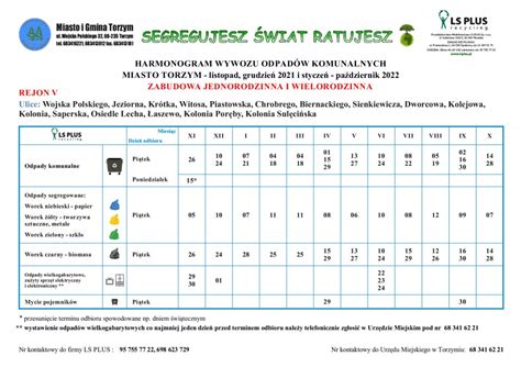 Harmonogram Odbioru Odpad W Gospodarka Odpadami Samorz D Miasto I