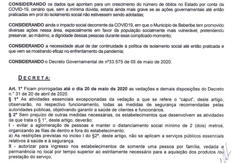 Professor Raimundo Lima Em Beberibe Decreto Nº 33 05 De Maio De 2020