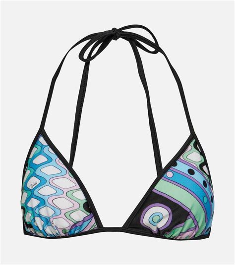 Emilio Pucci Vivara Triangle Bikini Top Multicoloured Editorialist