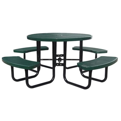 Round expanded metal commercial picnic table