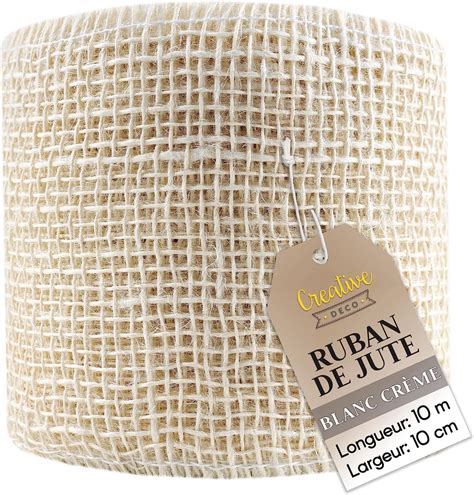 Creative Deco Ruban Chemin De Table Toile De Jute 10cm X 10m Blanc