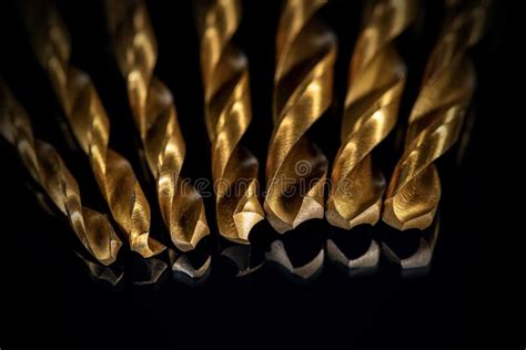 Set Of Golden Drill Bits Stock Image Image Of Machine 32480875