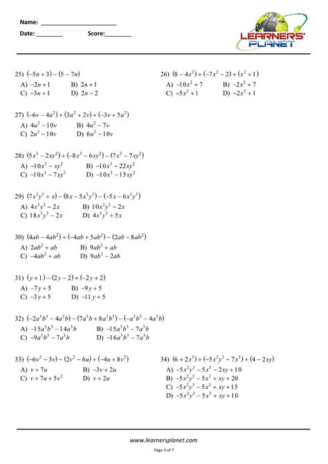 Algebraic Expressions Worksheets Grade 8 Worksheets For Kindergarten