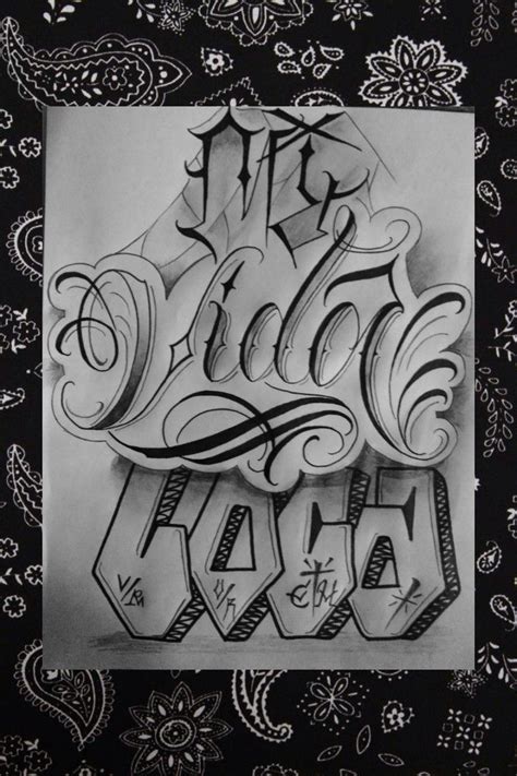 Mi Vida Loca Graffiti Lettering Chicano Lettering Tattoo