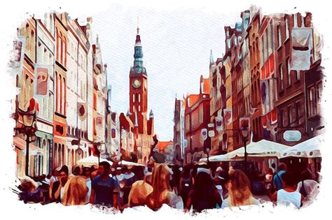 Premium Photo Gdansk Poland Beautiful Watercolor Landscape