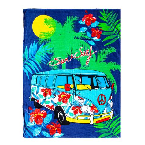 serviette de plage en coton imprime double sun surf decathlon