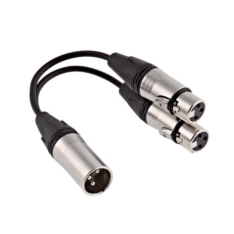 Essentials Dual XLR F To XLR M Splitter Cable 0 15m Gear4music