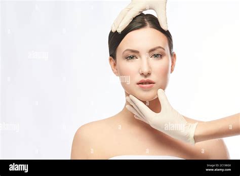 Plastic Medical Consultation Doctor Hands Woman Face Stock Photo Alamy