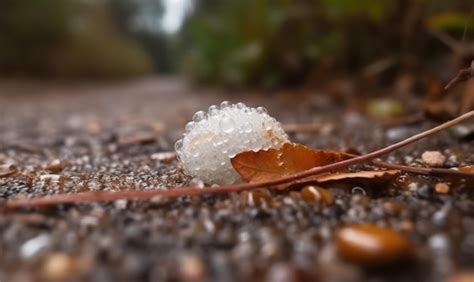 Una Bola De Burbujas De Agua Se Sienta En El Suelo Del Bosque Foto