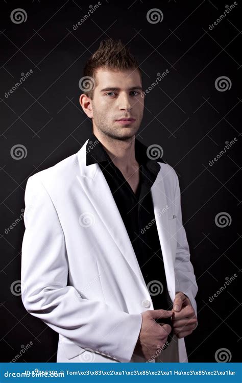 Man In White Suit Stock Image Image Of Pose Casual 12965301