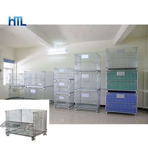 Heavy Duty Warehouse Industrial Stackable Folding Steel Wire Mesh