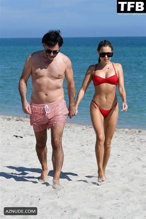 Sylvie Meis Sexy Wears A Hot Red Bikini At The Beach With Her Husband Niclas Castello In Miami