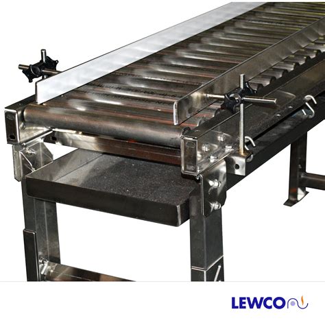 Stainless Steel Roller Conveyor With Drip Pan And Adjustable Guard Rail