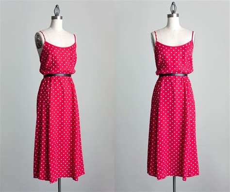 Red Polka Dot Maxi Dress S Vintage Red And White Polka Dot Print