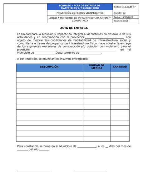 Formato De Acta De Entrega Excel Image To U