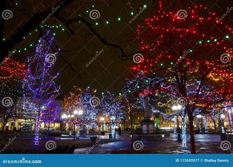 Santa Fe Plaza Christmas Lights Stock Image - Image of desert ...