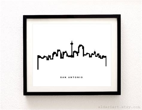 San Antonio Skyline Print San Antonio Wall Art San Antonio - Etsy