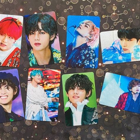 Bts V Kim Taehyung Blue Hair Metallic Shimmer Photocards Set Etsy