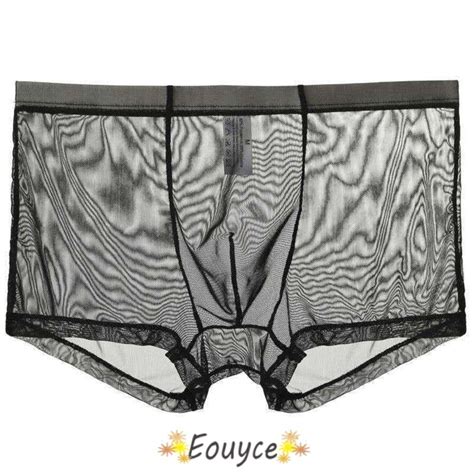Eouyce Men S Underwear Low Waist Lingerie Intimates Transparent Boxers Ultra Thin Translucent