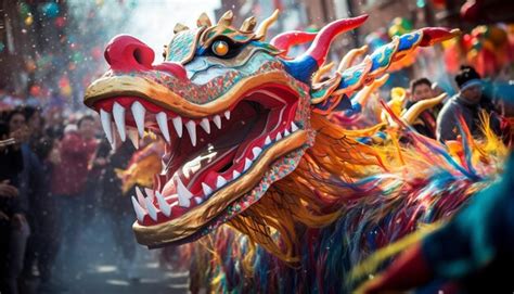 Premium Photo | A dynamic photo of a Chinese dragon parade