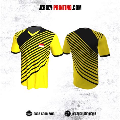 Jersey Badminton Kuning Hitam Strip Jersey Printing Bikin Jersey